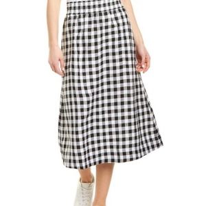 Madewell Smocked-Waist Midi Skirt in Gingham Check